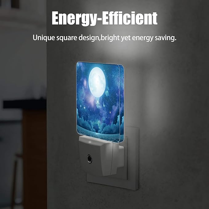 Groovy Nebula Moon Night Light, Seascape Night Lights Plug into Wall Decor for Bedroom, Bathroom, Hallway, Kitchen, Dusk to Dawn Sensor Nightlights for Boys Girls Women Men Room Gifts