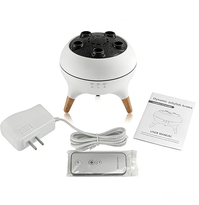 Upgrade Dynamic Jellyfish Diffuser, 250ML Cool Mist Humidifier with 7 Color-Changing Lights, Smoke Ring Effect, Remote Control and 4/8H Timer Setting for Home Bedroom Office Yoga,Auto Shut-Off