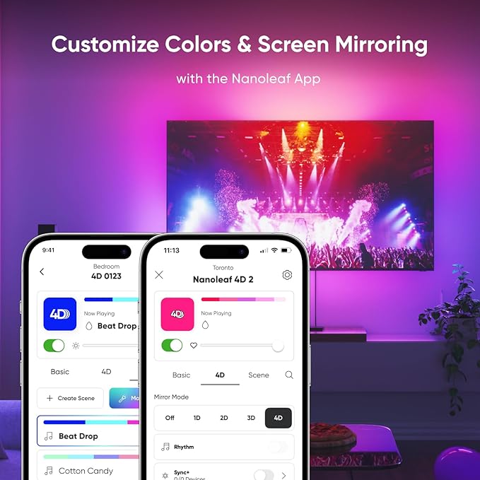 Nanoleaf 4D V2 TV LED Backlight, Smart Addressable Gradient Lightstrip Kit with Screen Sync, Multicolor Immersive LED Lightstrip Zigzag, Bias Lighting for Home Theatre & Gaming, Fits Up to 65" TV