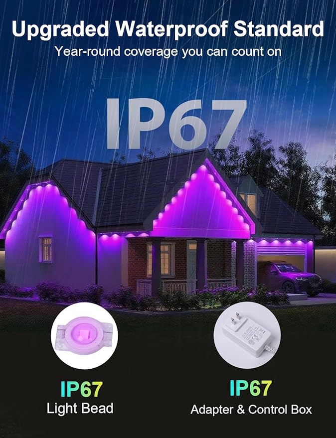 Nexillumi Permanent Outdoor Lights for House, 100ft Smart RGB LED Lights Outside with 16 Million DIY Colors, IP67 Waterproof Eternity Eaves Lighting for Christmas Halloween Holiday Daily Decorations