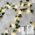 4 Pack Vines with Fairy Lights 40ft 120 LED Ivy String Lights USB Plugin & Battery Operated Leaf Lights with Timer 8 Modes Remote Decorative Light for Bedroom Wedding Party - Warm White