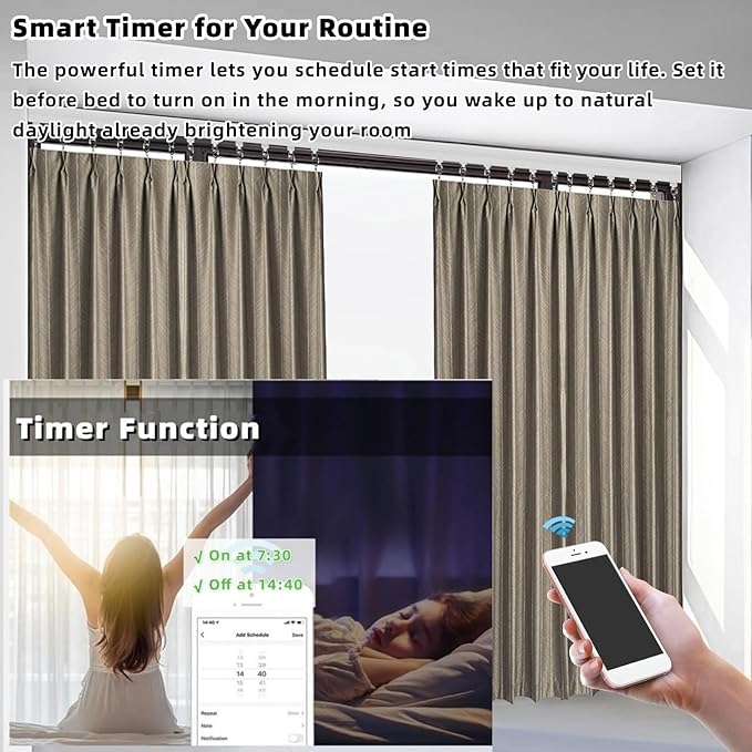 Electric Curtain Track, Retractable Motorized Curtains Rod From 7-13.78ft, Automatic Curtain Opener with controller/Voice Control, Smart Curtains System for I-Rrail and U-Rail (For 7-13.78ft)