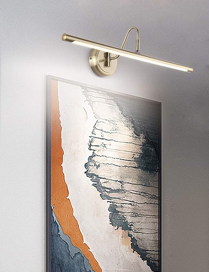 JOOSENLUX Modern LED Picture Lights Mini Accent Spotlights Brief Metal Artwork Display Lamp 24.4“ Inch14W(70W Eqv.),Natural White 3000K,Hardwired Swing Arm,Antique Bronze