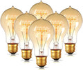 Jslinter 6-Pack Edison Light Bulb 60 Watt, Dimmable A19 Antique Vintage Old Fashioned E26 Incandescent Light Bulbs, Amber Warm White