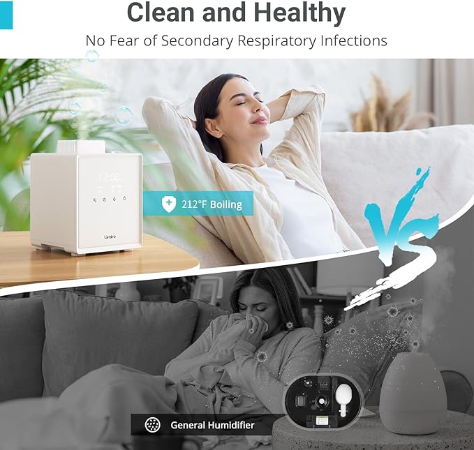 Stainless Steel Humidifier, 3L Warm Mist Humidifier, Easy Clean with Warm Steam Humidifier, Healthy Air Mist Humidifiers for Bedroom Living Room, with Sleep Mode and Auto-off Setting