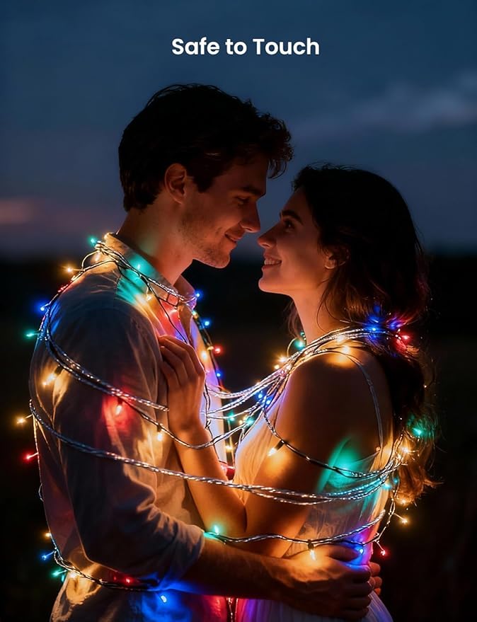 Fairy Lights 16.4FT 200LED, USB Powered Firecracker Cluster String Lights, Multicolor Twinkle Light with Remote, Waterproof LED Light for Christmas Tree Party Bedroom Window DIY Decor