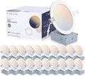 20 Pack 6 Inch LED Recessed Lighting with Junction Box, 5CCT 2700K/3000K/4000K/5000K/6000K Selectable, 15W 1200lm Ultra-Thin Recessed Downlight-ETL and Energy Star Certified