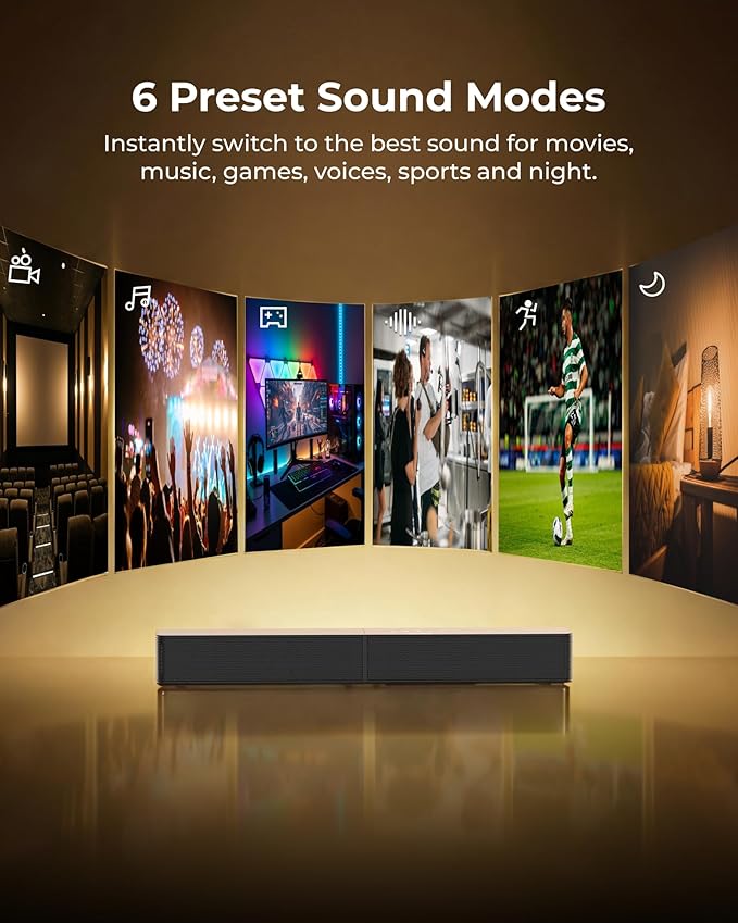 ULTIMEA 2.1ch Surround Sound Bar with Wireless Subwoofer, VoiceMX & BassMX, App Control, 240W Peak Power Soundbar for Smart TV, Adjustable Bass, HDMI, Optical, Bluetooth 6.0, Poseidon M30 (2026 Model)