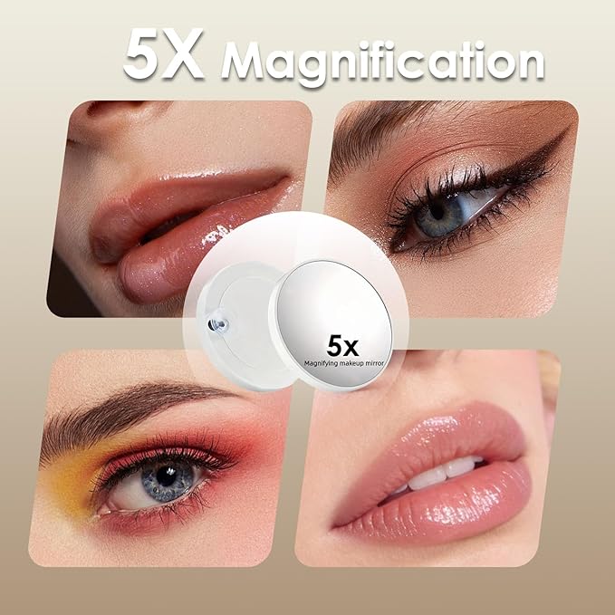 Vanity Mirror with Lights with Drawer,USB Charging Port, Hollywood Makeup Mirror with 9 Dimmable Bulbs,3 Color Lighting Modes, Detachable 5X Magnification, Smart Touch Control Gifts for Women