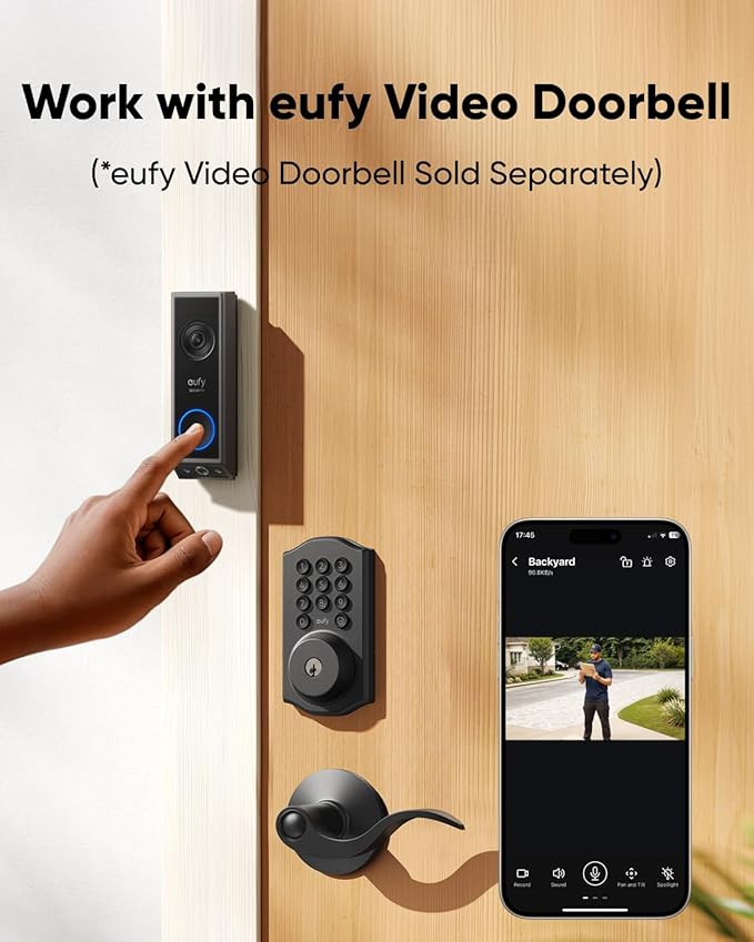 eufy Security Smart Lock C30, Keyless Entry Door Lock, Built-in WiFi Keypad Deadbolt for Front Door, No Bridge Required, Easy Installation, Reliable Power, Traditional, Black