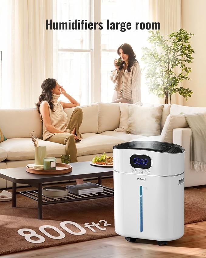 Humidifier Large Room Warm and Cool Mist, 3.2Gal/12L Humidifiers for Home 800 sq ft, Air Humidifiers for Bedroom with Diffuser & Flame Light, Whole House Humidifiers for Nursery Baby Plants, White