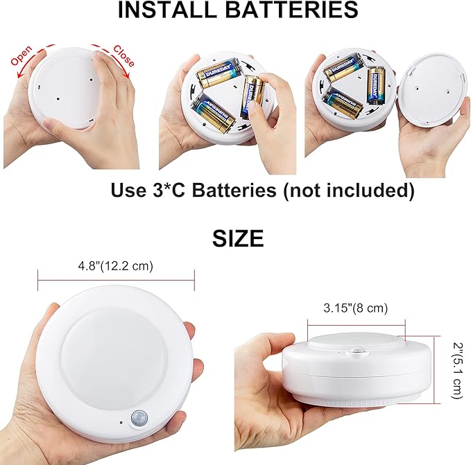 BIGMONAT Wireless LED Shower Light, Battery Powered Ceiling Light with Remote, Motion Sensor Bathroom, Closet Brightness Dimmable, 250 Lumens, 4.8 Inches