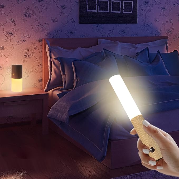 Battery Operated Wall Sconce Cordless LED Wall Light with Motion Detection Indoor USB Rechargeable Night Light Wood Stick Magnet Wall Lighting Fixtures with Switch Small Portable Cabinet Lights