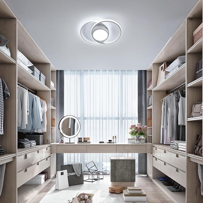 AUA LED Modern Ceiling Light, 39W 6500K Round Ceiling Lights Fixture, 15.7" for Hallway, Kitchen, Bedroom, Dining Room, Entryway, White