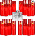 24-Pack Red Flameless LED Candles - Remote Control & Timer, Realistic Flickering for Chinese New Year Decor, Valentine's Day, Romantic Home Ambiance, Fireplace Mantel & Festive Centerpieces