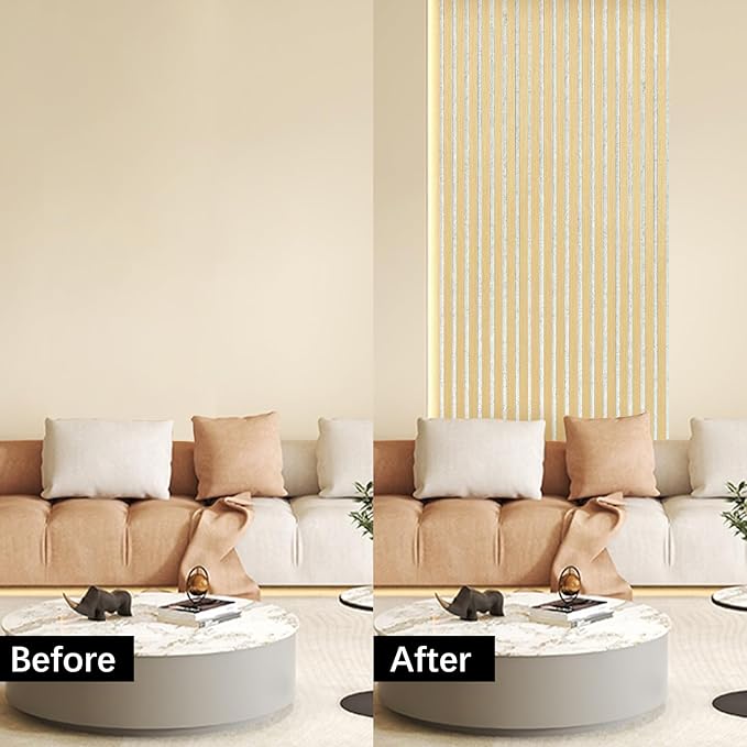 Wall Panels for Interior Wall Decor, 2-Pack Slat Wall Paneling, Oak Wood Veneer Acoustic Wall Panels - Wall Slats 12.6" W x 94.5