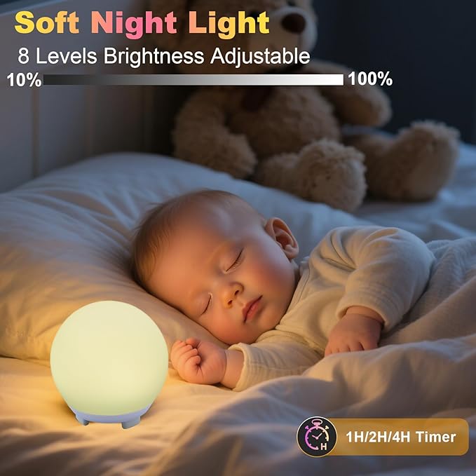 16-Color USB Rechargeable LED Ball Night Light with Remote, 4 Modes & 8 Brightness, 4.7 Inch Compact Mood Light for Bedroom, Parties, Holidays Shower,Party,Christmas Decor