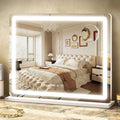 ROLOVE Vanity Mirror with Lights, 23"x18" Large Makeup Mirror with Lights, 10x Magnification, Wall Mounted LED Mirror for Bathroom, Dimmable Touch Control, Desk Mirror
