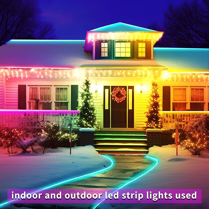 300ft Outdoor LED Strip Lights Waterproof,IP68 Outside Led Light Strips Waterproof,Color Changing with App/Remote Control,Music Sync RGB Outdoor Led Rope Lights for Bedroom（2 Rolls of 150ft）