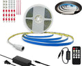 50ft Daylight White 6500K, COB LED Strip Light Kit, Linear Lighting Brightness Dimmble Strip Light ETL Listed with Remote for Bedroom Wall Cabinet Mirror Stair (AC/DC Adapter Included)