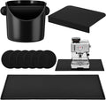 9 Pcs Espresso Knock Box Kit 18.9" x 11.8" Silicone Coffee Mat Espresso Tamping Mat with Coffee Station Organizer Removable Rod 6 Coasters Under Machine Accessories Set for Home Barista