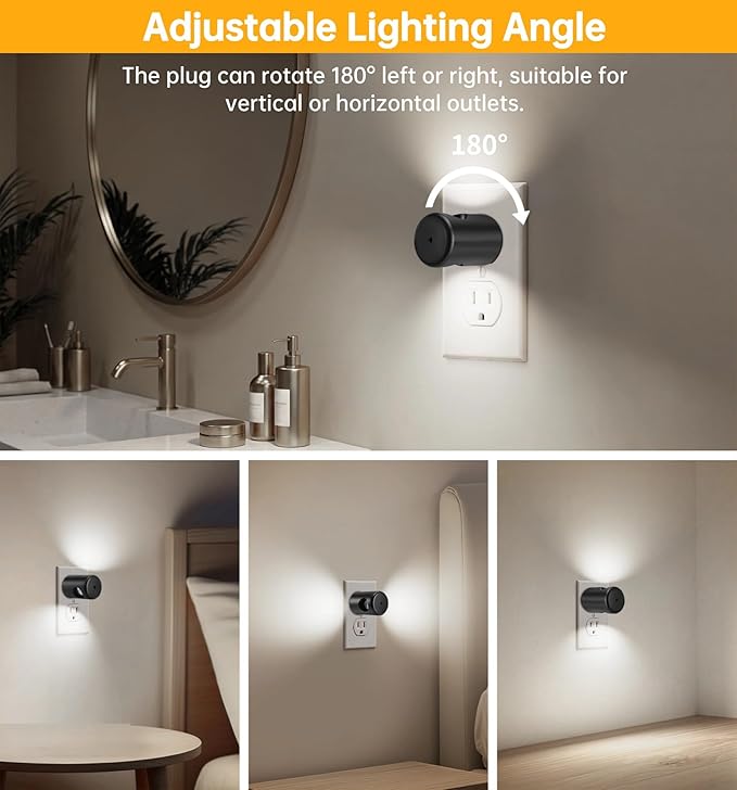 LED Motion Sensor Night Lights,Plug-in Motion Activated Night Light,5000K Daylight,Bedroom, Hallway,Bedroom,Kitchen, Stairways, Non-Dimmable,4 Pack