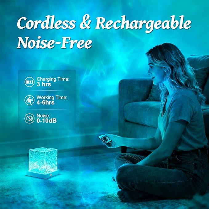 ELOUYCKE Ocean Wave Projector Light, 16 Colors Galaxy Projector Night Light Water Ripple Lamp Ambient Lighting with Remote Control, Mood Lights for Bedroom Shower Office Bar Game Room Kids Gifts