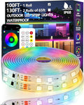 100FT Outdoor LED Strip Light Waterproof,IP68 Outside RGB+IC Light Strip with App/Remote Control,Chase Mode,Music Sync Light for Balcony,Deck,Rooftop,Garden,Pool
