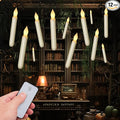 Homemory LED Batteries Operated Taper Candles with Remote, Flickering Light Flameless Taper Window Candle, Set of 12 Warm Yellow Fake Candles for Halloween, Church, Party