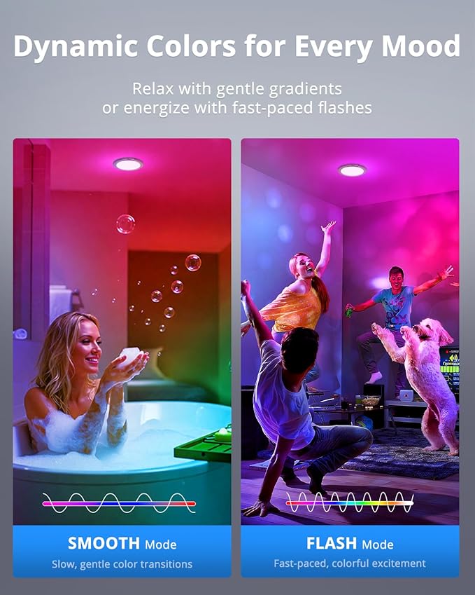 Combuh Rechargeable RGB Shower Lights - 12 Color Changing Ambient Light + Cool White, Motion Activated & Remote Control, Waterproof Cordless Wall Lamp LED for Closet, Pantry, Bedroom, 7.48 Inch