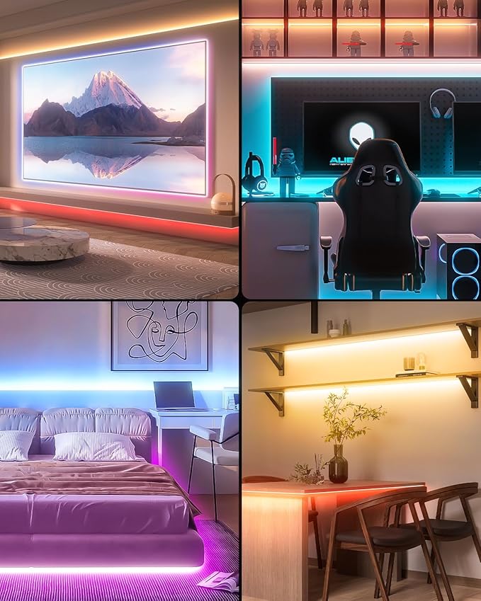 WILLED RGB LED Strip Lights, Under Bed Light Motion Activated Sensor, RF Remote Control with Timer, Color Changing Strip Lighting for Bed, Stairs, Shelf, Desk, Cabinet and Party Decoration