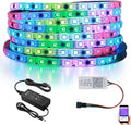 ALITOVE WS2811 Dream Color RGB LED Strip Lights Bluetooth App Control, 16.4ft 300 LEDs Addressable LED Light Strip with Bluetooth Controller and 12V Power Supply kit,120 Color Modes, Waterproof IP65