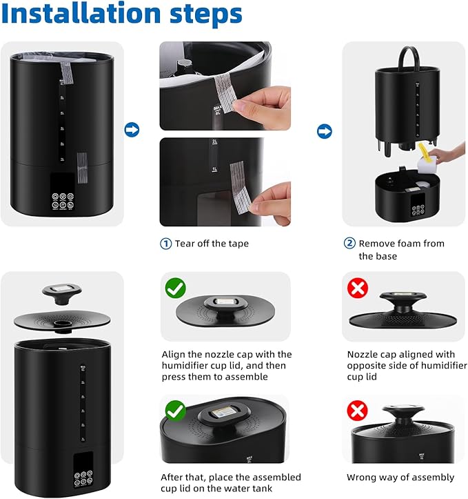 6L Humidifiers for Bedroom Large Room Home,Cool and Warm Humidifier for Baby and Plants Hot Mist Top Fill Desk Humidifier Oil Diffuser,Quiet,Auto Mode,360°Nozzle-Midnight Black(2026 Upgraded)