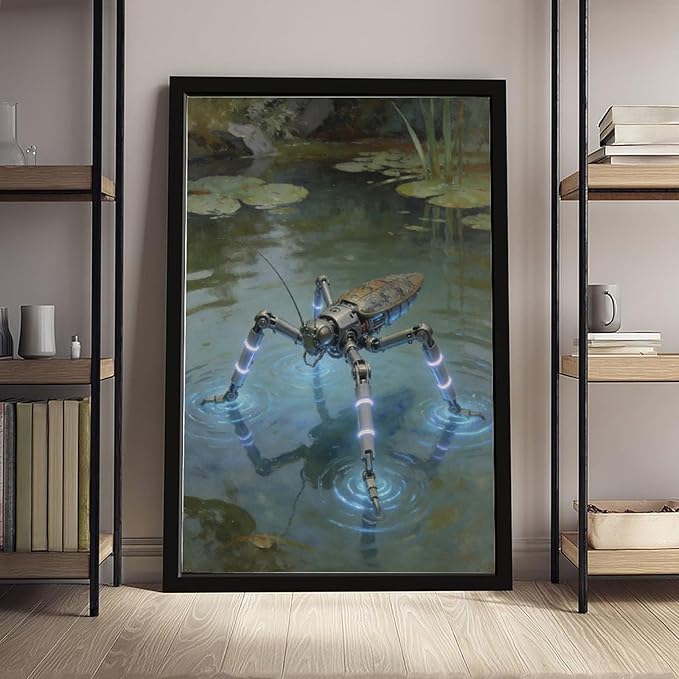 Framed Modern Sci Fi Wall Art for Living Room And Studio Futuristic Minimalist Decor 24x36in