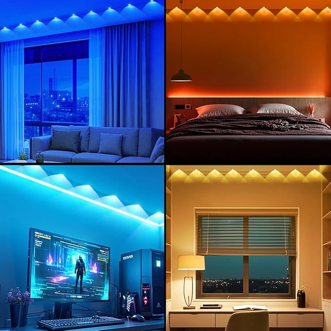 Smart RGB+IC Permanent LED Lights 16.4Ft USB Powered, App/Alexa/Remote Control, Music Sync Indoor Ambient Lighting for Bedroom, Gaming Room, TV Backlight, Home Decor (17 LEDs + Dynamic Effects)