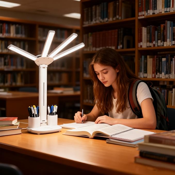 Led Desk Lamp Foldable Desk Light 3 Lighting Modes Table Lamp Dimmable Eye Caring Reading Lamp for Home Office College Dorm Bedroom Bedside (Desk lamp)
