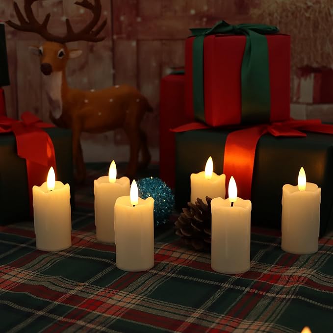 CANDLE CHOICE Battery Operated Flameless Votives with Remote Auto Daily Cycle Timer Long Lasting Realistic Black Wick Electric LED Candles Wedding Party Holiday Halloween Christmas Decorations 6 Pack