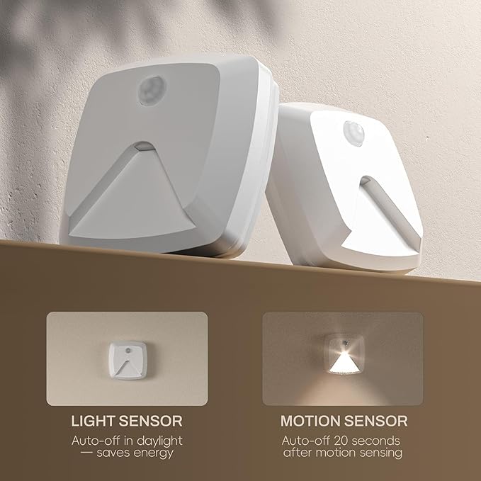 10-Pack Stick-on Motion Sensor Lights, Warm White LED Night Light, Stick-Anywhere Stair Lights, Closet Light, Battery Operated Wall Light for Kitchen, Hallway, Bedroom, Bathroom, Stairs