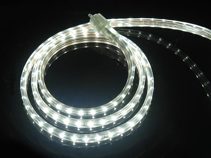 CBconcept UL Listed, 13 Feet, 1400 Lumen, 6000K Pure White, Dimmable, 110-120V AC Flexible Flat LED Strip Rope Light, 240 Units 3528 SMD LEDs, Indoor Outdoor Use, Accessories Included, Ready to use