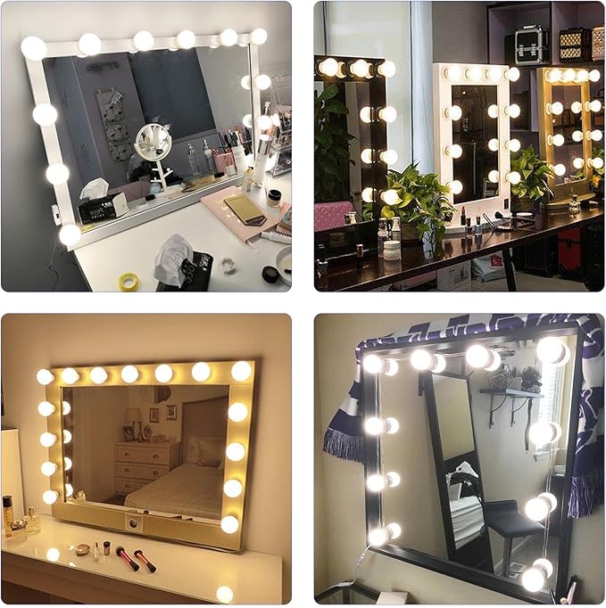 Makeup Vanity Lights for Mirror, Hollywood Style LED Vanity Mirror Lights with 14 dimmable Bulbs, USB Cable, White