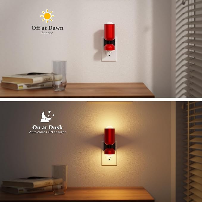 JandCase Night Light, Night Lights Plug Into Wall, 3000K Warm White, 0-100LM Adjustable Brightness, Dusk to Dawn Sensor, Plug in Night Light for Bedroom, Stairway, Bathroom, Hallway