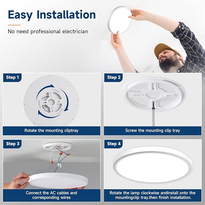 7.5Inch LED Ceiling Lights, 5 Colors Selectable (3000K/3500K/4500K/5000K/6000K) Flush Mount Ceiling Lights, Ultra Thin LED Lights Fixtures 0.87Inch for Dinning Room