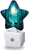 Night Lights Plug Into Wall Decorative,Fantasy Forest Deer Nightlights for Kids Bedroom, Starry Moon Night Energy Efficient Dusk-to-Dawn Sensor Sleep Friendly Lamp for Nursery Bathroom
