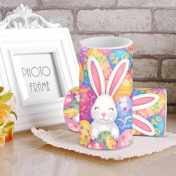 Easter Decorations Indoor Candles Rabbit Eggs Flameless Candles with Remote and Timer 2 Pack Battery Operated Easter Themed LED Candles for Festival Gift Home Room Decor