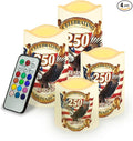 Bald Eagle White Candles Celebrating American 250th Anniversary Battery Led Lights with Timer Patriotic Remote Control Candle for Independence Day Holiday Decorations, 4 Pack