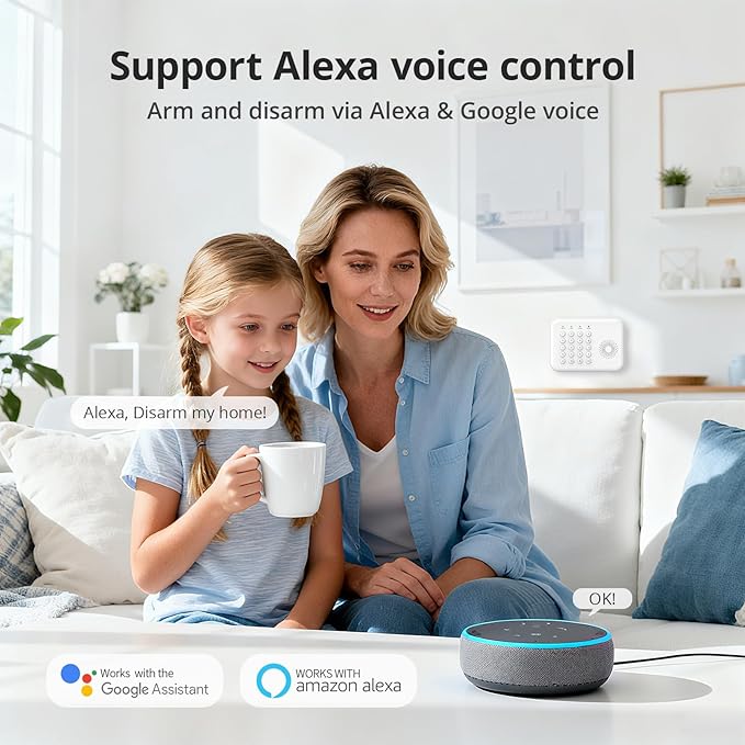 Simply Safe Home Alarm System,WiFi+GSM/4G Alarm System with Door Sensors & Motion Detectors,Compatible with Smart Life or Tuya Phone App Control NO Monthly Fees,Real-Time Alert