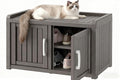 NUNU LAB Shoe Cabinet, Waterproof UV-Resistant Outdoor/Indoor Shoe Storage Cabinet with Adjustable Shelves, Shoe Organizer Bench with 2 Barn Doors for Foyer, Hallway, Living Room, Black