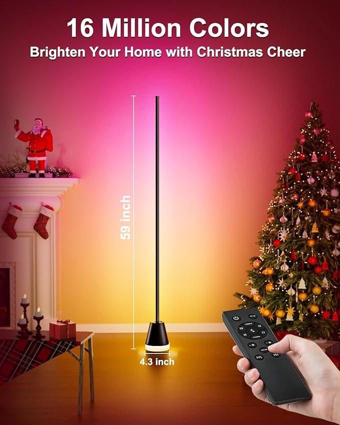 Smart RGB Corner Floor Lamp - 1700 Lumen LED with APP, Remote & Button Control, Color Changing Ambient Mood Lighting for Living Room, Bedroom, Game Room, Home Decor