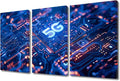 Motherboard Digital Chip Wall Art 3 Pieces Modern Chip Canvas Prints Painting Microchip Pictures for Living Room Bedroom Kitchen Home and Office Wall Decor Framed Ready to Hang (36"Wx24"H)