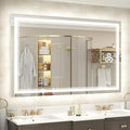 OKPAL 48x32 LED Bathroom Mirror, Anti-Fog Lighted Bathroom Mirror, Dimmable Lighted Vanity Mirror, LED Vanity Mirror with Lights, Shatterproof, ETL Listed, Horizontal/Vertical